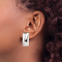 Sterling Silver Polished Non-Pierced Rectangle Earrings view 3