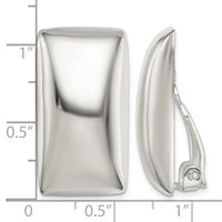 Sterling Silver Polished Non-Pierced Rectangle Earrings view 4