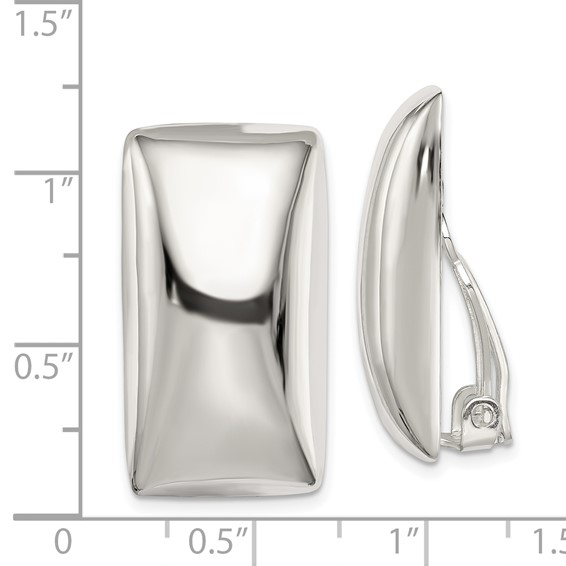 Sterling Silver Polished Non-Pierced Rectangle Earrings