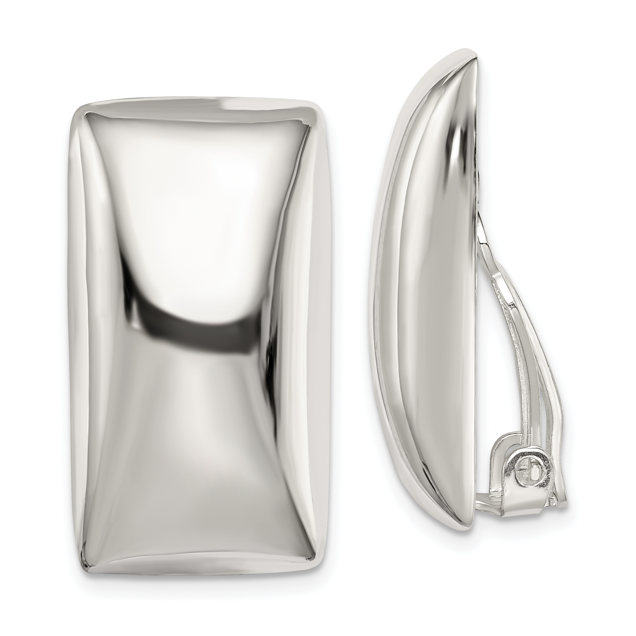 Sterling Silver Polished Non-Pierced Rectangle Earrings (QE3812)