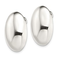 Sterling Silver Polished Non-Pierced 25x 18mm Oval Button Earrings view 2