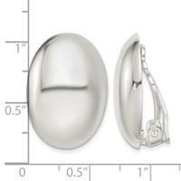 Sterling Silver Polished Non-Pierced 25x 18mm Oval Button Earrings view 4