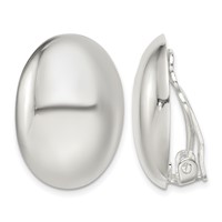 Sterling Silver Polished Non-Pierced 25x 18mm Oval Button Earrings view 1