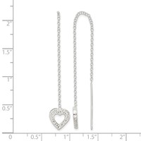 Sterling Silver Polished & Hammered Heart Threader Earrings view 4