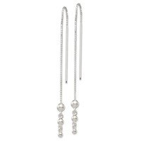 Sterling Silver Polished Triple Graduated Ball Threader Earrings view 2