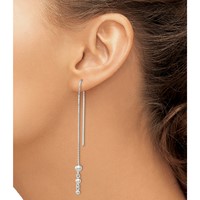 Sterling Silver Polished Triple Graduated Ball Threader Earrings view 3