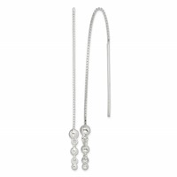 Sterling Silver Polished Triple Graduated Ball Threader Earrings view 1