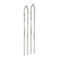 Sterling Silver Polished Twisted Spiral Bar Threader Earrings view 2