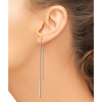 Sterling Silver Polished Bar Threader Earrings view 3
