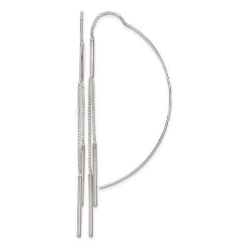 Sterling Silver Polished Multi-Strand Bar Threader Earrings