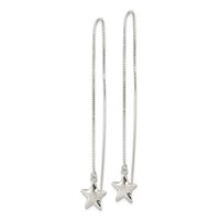 Sterling Silver Polished Star Threader Earrings view 2