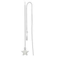 Sterling Silver Polished Star Threader Earrings view 1