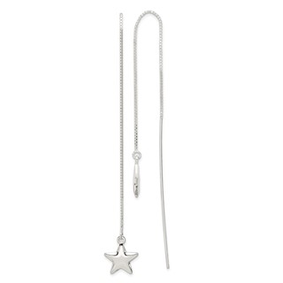 Sterling Silver Polished Star Threader Earrings