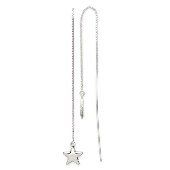 Sterling Silver Polished Star Threader Earrings