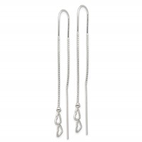 Sterling Silver Polished Double Heart Threader Earrings view 2