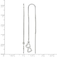 Sterling Silver Polished Double Heart Threader Earrings view 4