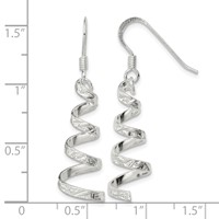 Sterling Silver Polished & Textured Twisted Dangle Earrings view 4