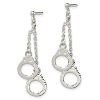 Sterling Silver Hand Cuff Dangle Post Earrings view 2