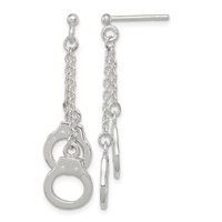 Sterling Silver Hand Cuff Dangle Post Earrings view 1