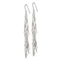 Sterling Silver Polished Fancy Drop Squiggle Dangle Earrings view 2