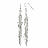 Sterling Silver Polished Fancy Drop Squiggle Dangle Earrings view 1