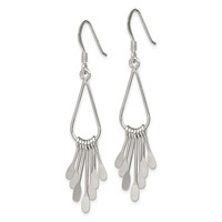 Sterling Silver Polished Fancy Teardrop Dangle Earrings view 2