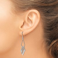 Sterling Silver Polished Fancy Teardrop Dangle Earrings view 3