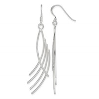 Sterling Silver Polished Fancy Curved Design Dangle Earrings view 1