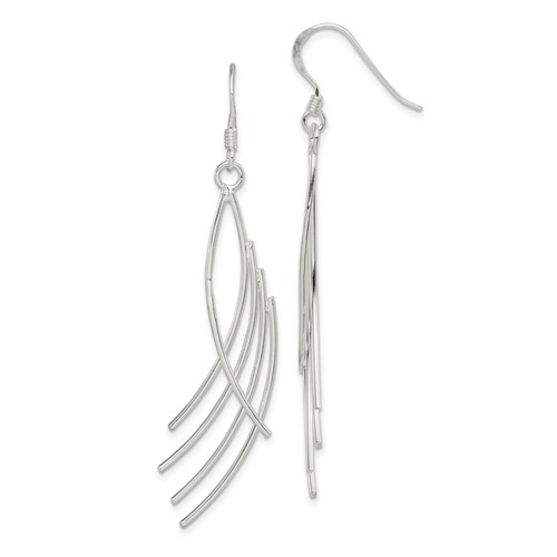 Sterling Silver Polished Fancy Curved Design Dangle Earrings