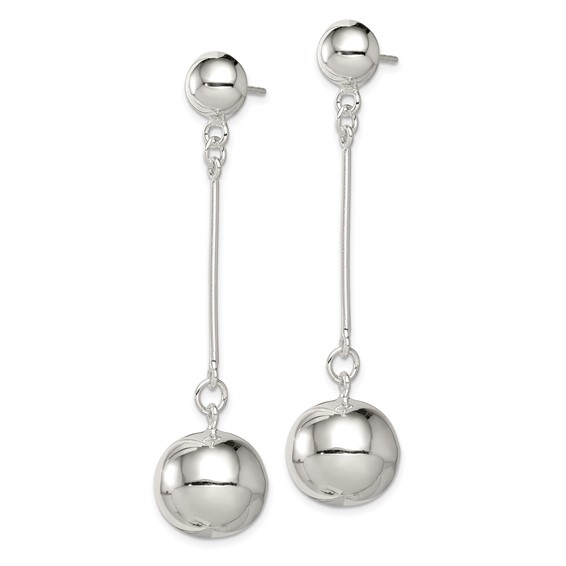Sterling Silver Polished 14mm Ball Post Dangle Earrings