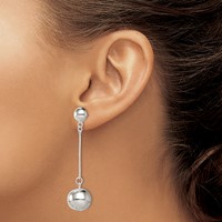 Sterling Silver Polished 14mm Ball Post Dangle Earrings view 3