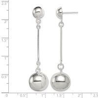 Sterling Silver Polished 14mm Ball Post Dangle Earrings view 4