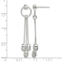 Sterling Silver Polished Multi-strand Oval Beaded Post Dangle Earrings view 4