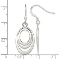 Sterling Silver Polished Triple Oval Dangle Earrings view 4