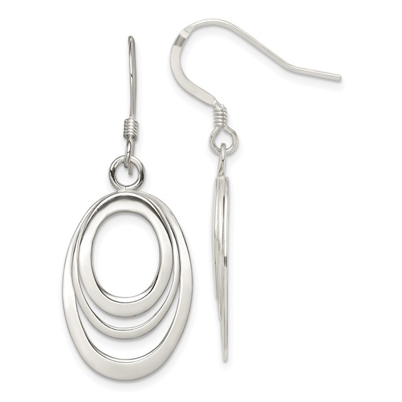 Sterling Silver Oval Dangle Shepard Hook Earrings