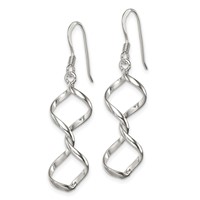 Sterling Silver Polished Fancy Twisted Dangle Earrings view 2