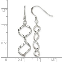 Sterling Silver Polished Fancy Twisted Dangle Earrings view 4