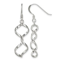 Sterling Silver Polished Fancy Twisted Dangle Earrings view 1