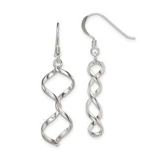 Sterling Silver Polished Fancy Twisted Dangle Earrings