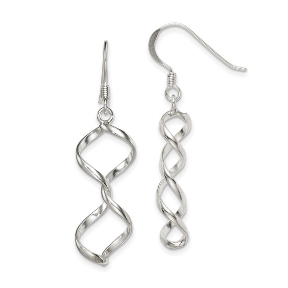 Sterling Silver Polished Fancy Twisted Dangle Earrings