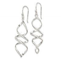 Sterling Silver Polished Corkscrew Twisted Dangle Earrings view 2