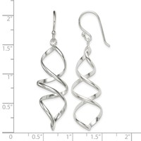 Sterling Silver Polished Corkscrew Twisted Dangle Earrings view 4