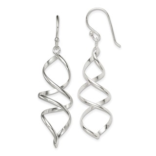 Sterling Silver Polished Corkscrew Twisted Dangle Earrings