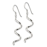 Sterling Silver Polished Fancy Twisted Spiral Dangle Earrings view 2