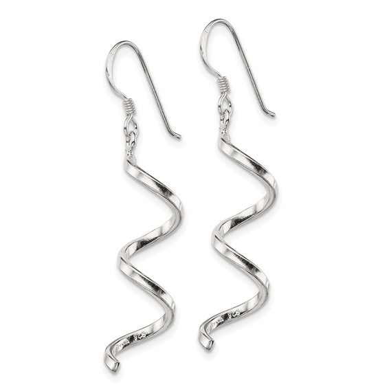 Sterling Silver Polished Fancy Twisted Spiral Dangle Earrings