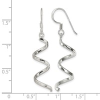 Sterling Silver Polished Fancy Twisted Spiral Dangle Earrings view 4