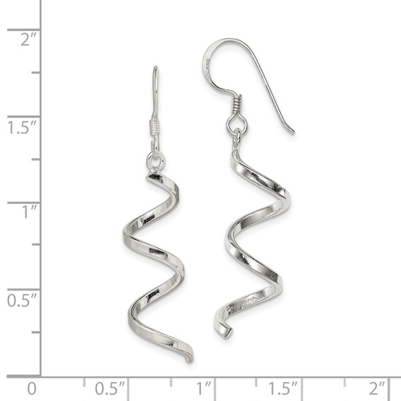 Sterling Silver Polished Fancy Twisted Spiral Dangle Earrings