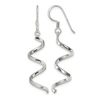 Sterling Silver Polished Fancy Twisted Spiral Dangle Earrings view 1