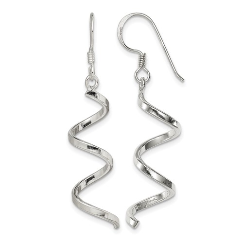 Sterling Silver Polished Fancy Twisted Spiral Dangle Earrings