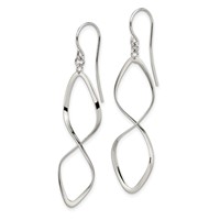 Sterling Silver Rhodium-plated Polished Twisted Dangle Earrings view 2